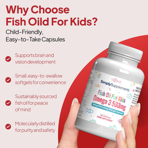 High Strength & Pure Omega 3 500Mg for Kids | for Ages 5-14 Years | 360 Capsules in Total | Manufactured in the UK