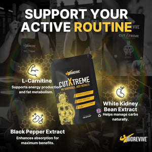 Biorevive Cut Xtreme Thermogenic Fat Burner – New Formula Vegan 780Mg Capsules with L-Carnitine, Green Tea, B Vitamins & Caffeine for Energy, Focus & Metabolism Support, Pre-Workout Supplement