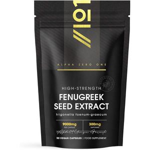 Fenugreek Seed Extract 9000Mg - High Strength 50% Saponins (300Mg) - 90 Vegan Capsules (3 Months Supply) - Resealable and Recyclable Pouch - by Alpha01