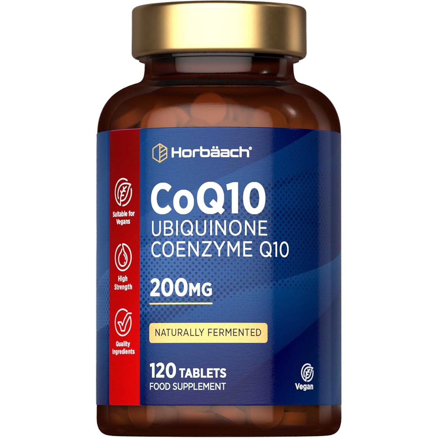 Coq10 Supplement 200Mg | 120 Vegan Tablets | High Strength Naturally Fermented Ubiquinone Coenzyme Q10 | by Horbaach