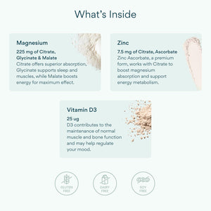 Bettervits Magnesium Glycinate Complex with Citrate, Malate, Zinc & Vitamin D3 | Magnesium Supplements for Muscle Recovery, Heart Health & Sleep Support - High Absorption | 60 Capsules