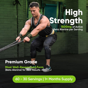 Beta Alanine 1500Mg per Serving - 120 Capsules Beta Alanine Supplement Amino Acid Supplement - 750Mg per Capsule - Suitable for Men & Women