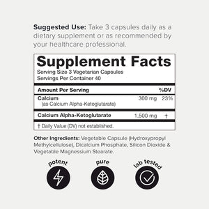 Toniiq 1500Mg Ultra High Purity Ca AKG Supplement - 99%+ Highly Purified and Bioavailable Calcium Alpha-Ketoglutarate - Calcium AKG Longevity Supplement - 120 Ca-Akg Vegetarian Capsules