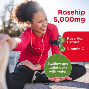 Healthspan Rose Hip 5,000Mg (120 Tablets) | Supports Joints & Immune Health | Helps Maintain Healthy & Flexible Joints | Added Vitamin C | High in Flavonoids & Polyphenols | Vegan