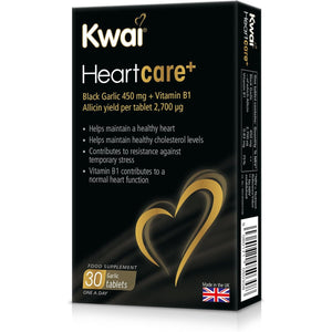 Kwai Heartcare+ Black Garlic | Garlic Capsules Odourless & Vitamin B1 I Healthy Cholesterol Levels and a Healthy Heart, Rich in Antioxidants | 450Mg Garlic per Tablet | 30 Tablets