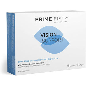 Prime Fifty Vision Support Eye Vitamins – Lutein & Zeaxanthin Supplement with Vitamin A, Zinc & Omega 3 DHA – Eye Care Lutein Supplement to Support Vision for over 50S