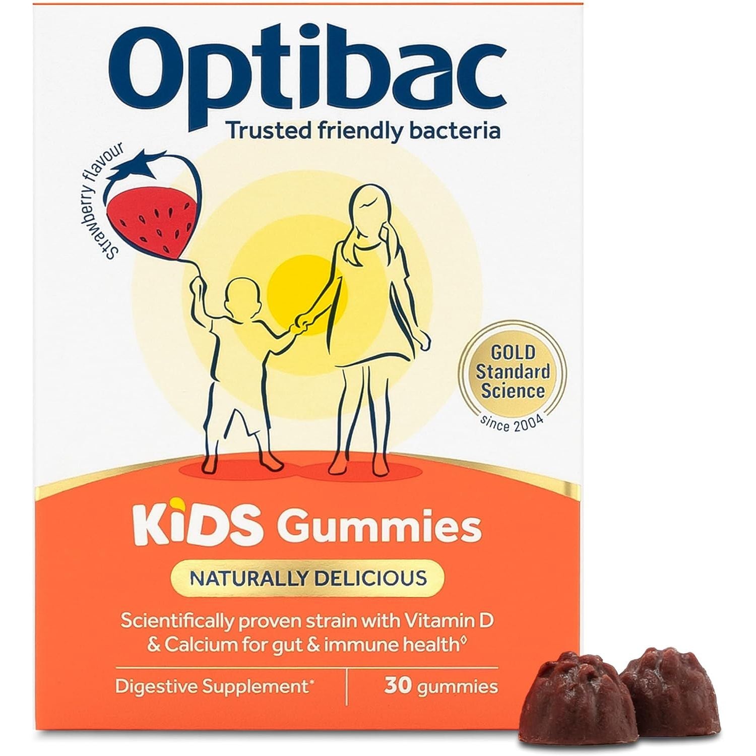 Optibac Kids Probiotic with Vitamin D & Calcium for Immune System Support & Gut Health and 2 Billion Bacterial Cultures - 30 Vegan Gummies