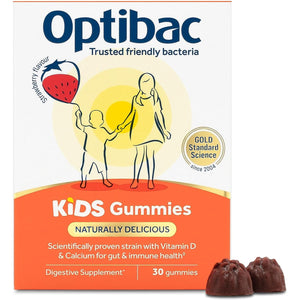 Optibac Kids Probiotic with Vitamin D & Calcium for Immune System Support & Gut Health and 2 Billion Bacterial Cultures - 30 Vegan Gummies