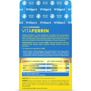 Wellgard Vitaferrin – Triple Action Immune Supplement Colostrum Lactoferrin, Zinc & Vitamin C, Immunity Supplement, 30 Capsules
