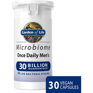 Garden of Life Microbiome Probiotics Once Daily Men’S Supplements | 30 Capsules Made in Italy | 30 Billion CFU 14 Strains | Gluten, Dairy & SOYA Free - Vegan