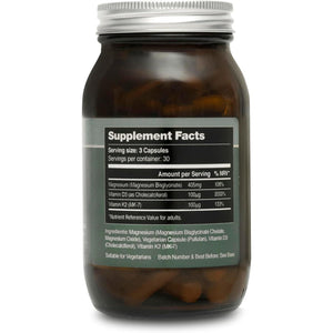 Montibus Vita - Magnesium Glycinate 405Mg, Vitamin D3 4000Iu (100Ug), Vitamin K2 100Ug, 90 High Strength Capsules