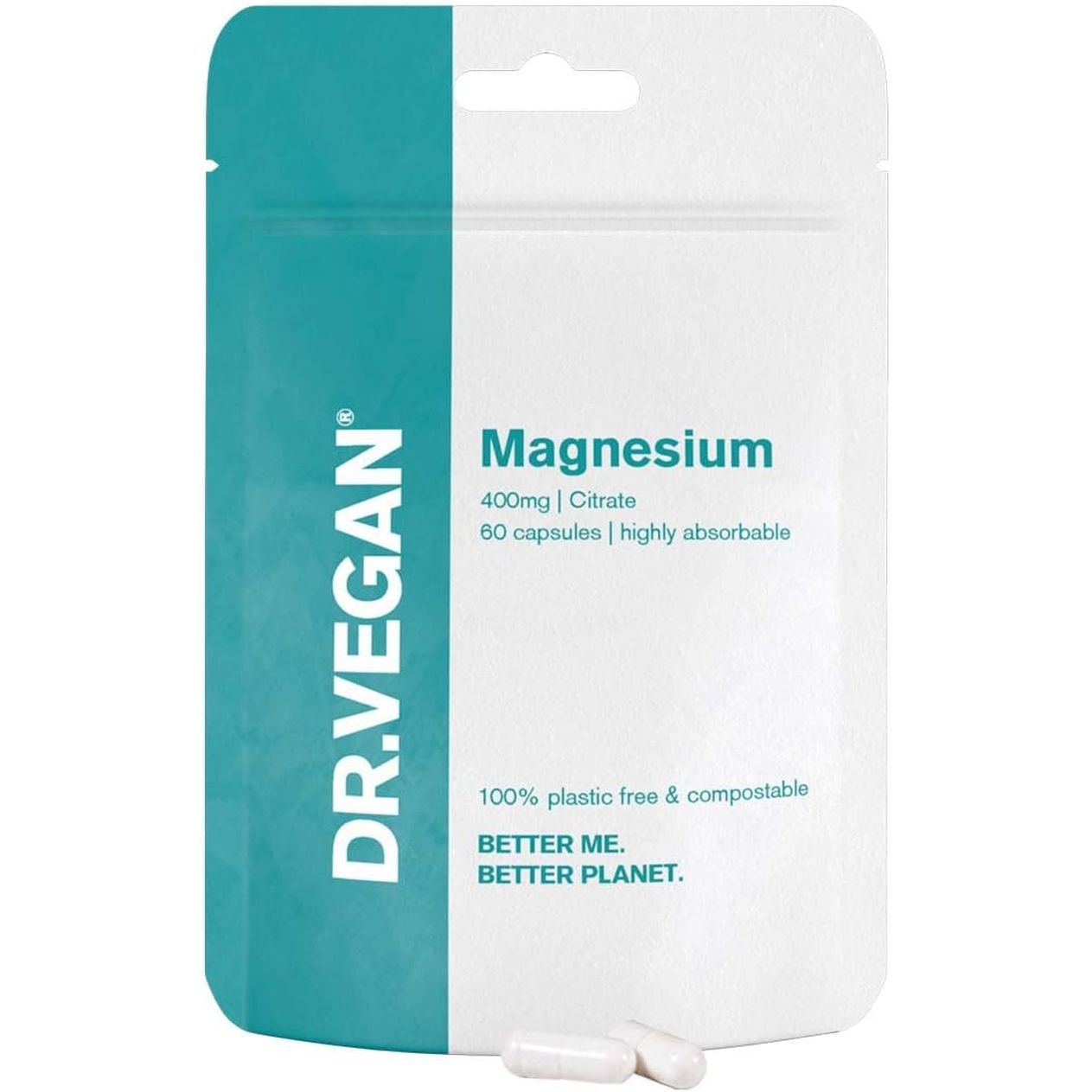 Daily Magnesium Citrate 400Mg of Elemental Magnesium | Support Healthy Bones and Muscles | 60 Vegan Capsules | Two-A-Day | DR.VEGAN