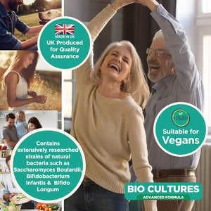 Bio Cultures Complex Probiotics & Prebiotics 50 Billion CFU – 6 Months Supply - Acidophilus & Saccharomyces Boulardii Probiotic – 180 Vegan Capsules - Probiotics for Gut Health