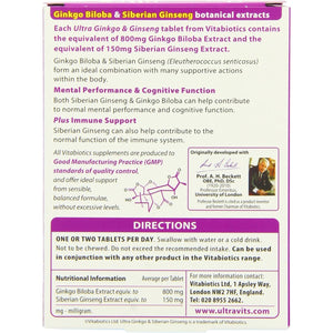Vitabiotics Ultra Ginkgo and Ginseng Tablets - 60 Tablets