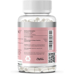 120 Pure Marine Collagen Boosting Advanced Granular Biotechnology Capsules | Type 1 Hydrolysed Marine Collagen with Biotin and Hyaluronic Acid | Slow Release Maximum Absorption.