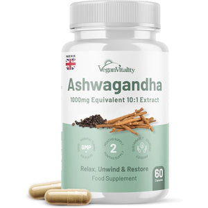 Ashwagandha High Strength 1000Mg, Cortisol Reducing Supplement, Organic Ashwagandha Capsules with Black Pepper to Reduce Stress Hormones and Fatigue