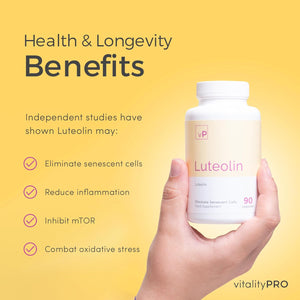 Vp Vitality Pro Luteolin 100Mg X 90 Capsules - Third Party Tested - Senolytic Luteolin Supplement - Vitality Pro