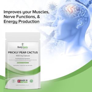 Bodygenix Prickly Pear Cactus Capsules - 1000Mg Digestive Health Immune System anti Inflammation Support Natural Dietary Supplement - 120 Capsules 4 Month Supply