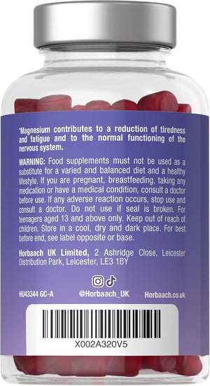 Teen Magnesium Gummies 90Mg | 60 Count | Elemental Mineral as 800Mg Magnesium Citrate | Berry Flavour Supplement Formulated for Teenagers | Vegan | by Horbaach