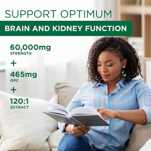 Plantonin Grape Seed Extract Capsules, 465 Mg – Polyphenols Supplement for Optimal Blood Flow & Kidney Support | 60 Capsules with 93% Opcs – 60,000Mg Strength, GMO & Gluten-Free