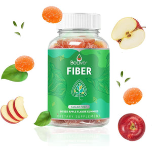 Fiber Gummies with Sugar-Free Prebiotic & High Strength Inulin - Fiber Supplement, Weight Control, Digestive Support for Kids & Adults - Apple Flavor (60 Ct) (1 Pack)