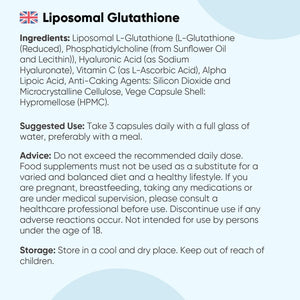Weightworld L-Glutathione Supplement | 1000Mg | 90 Capsules | Reduced Liposomal Glutathione Capsules | Vegan | with Vitamin C, Hyaluronic Acid & Alpha Lipoic Acid