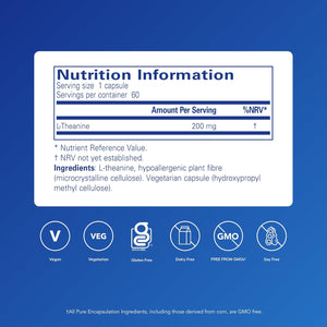 Pure Encapsulations L-Theanine - Hypoallergenic Active Green Tea Extract Supplement - 60 Capsules