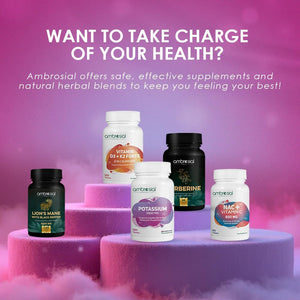 Ambrosial Potassium Chloride 1500Mg – High Strength Potassium Supplement | Made in UK | Gluten Free, Non-Gmo | 180 Tablets