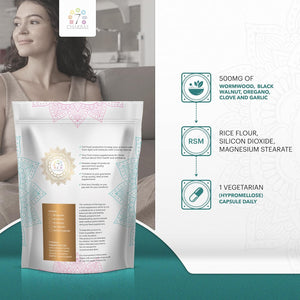 7C Wormwood Parasite Capsules | 60 Wormwood Black Walnut Capsules - 500Mg Worm Wood Herb & 500Mg Black Walnut per Serving with Oregano, Clove & Garlic | Non-Gmo & Gluten Free | Made in the UK