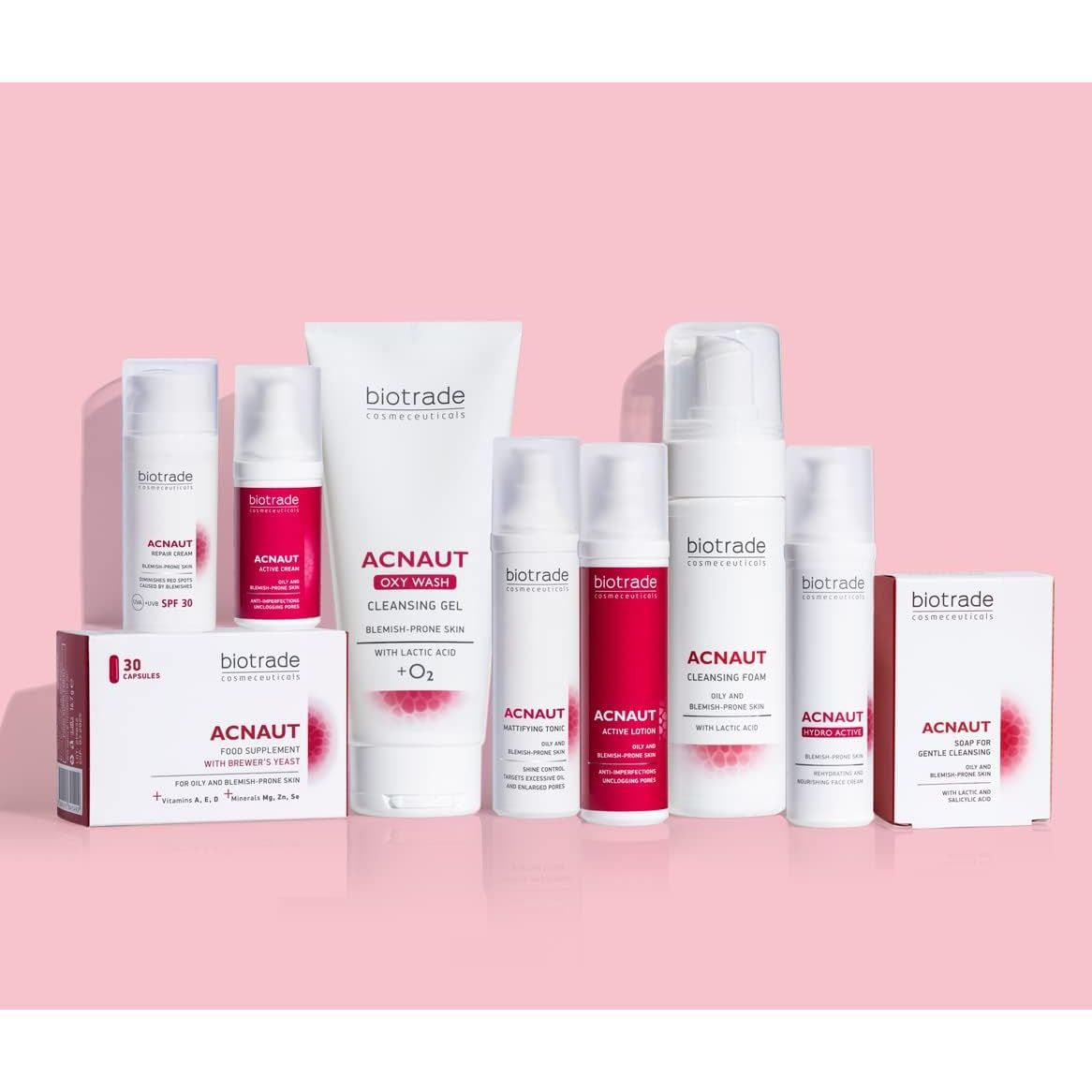 Biotrade Acnaut Skin Supplements for Oily and Blemish-Prone Skin – Hair and Nails Vitamins for Women & Men with Vitamins, Minerals & Brewer’S Yeast – 30 Capsules