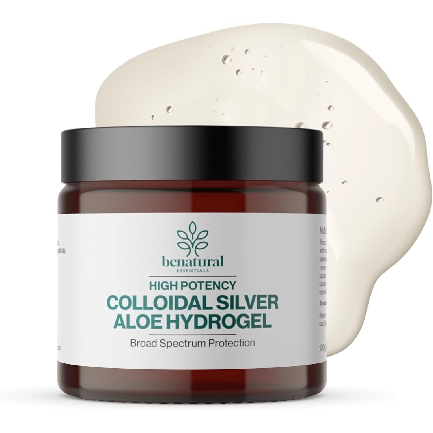 Benatural Essentials Premium Colloidal Silver Aloe Hydrogel 100G | Soothing Gel for Minor Burns, Scratches and Rashes | Antibacterial & Antifungal | PH Balanced | Manufactured in the UK