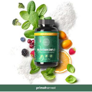 Primal Harvest Multivitamin Complex - Daily One-A-Day Supplement with Biotin, Zinc & Vitamin Complex, High Dosage, for Men & Women,1 Pack: 30 Servings