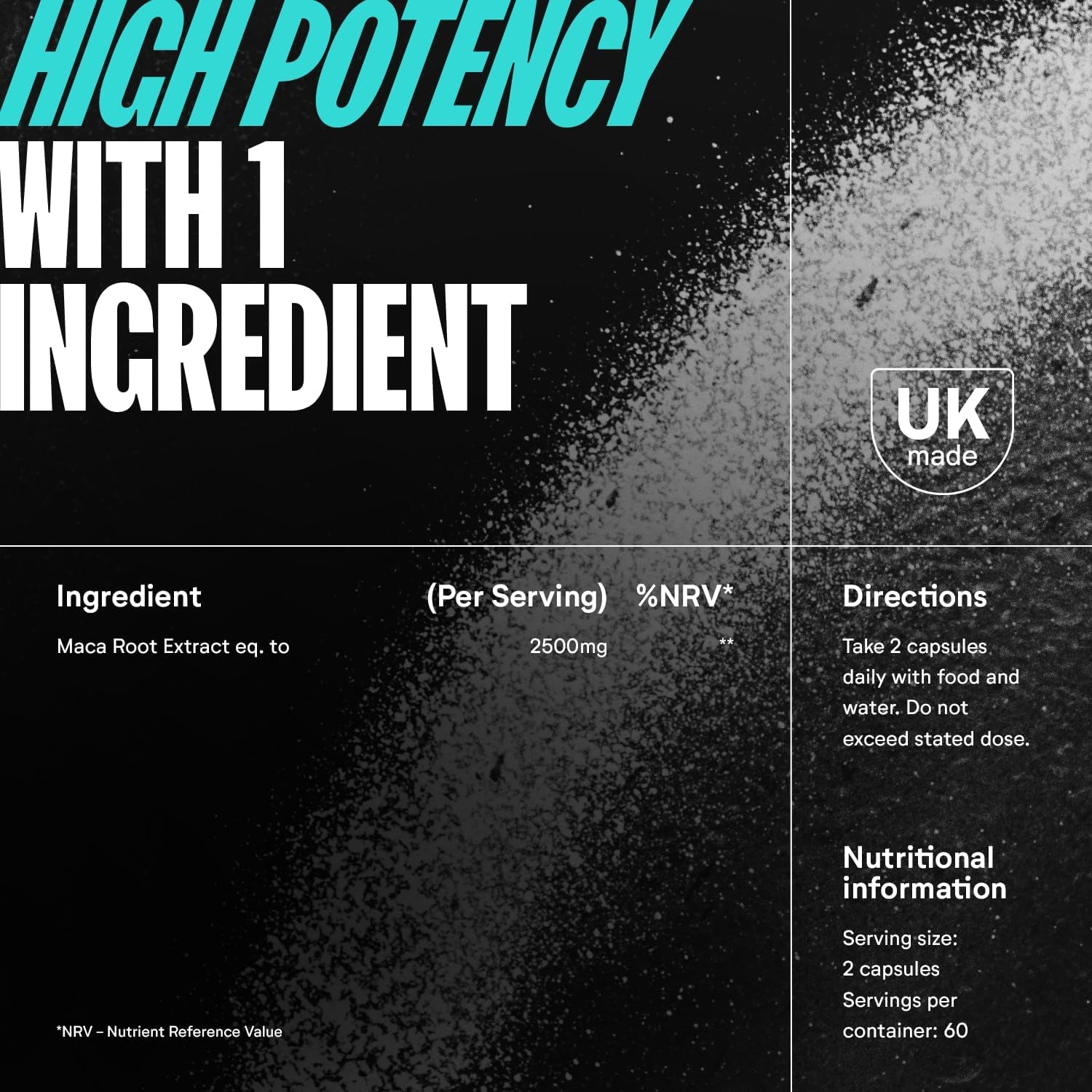 Numan - Maca Root Capsules for Men 2500Mg - High Strength Peruvian Maca Supplement - 60 Vegan Capsules Non-Gmo