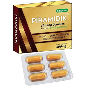 Piramidik-New Stronger for Longer Formula for Men - Ultra Strong Performance Enhancing Pills, Stamina Endurance Booster Gold Supplement Pills for Men - 6 Ginseng Capsules 500MG