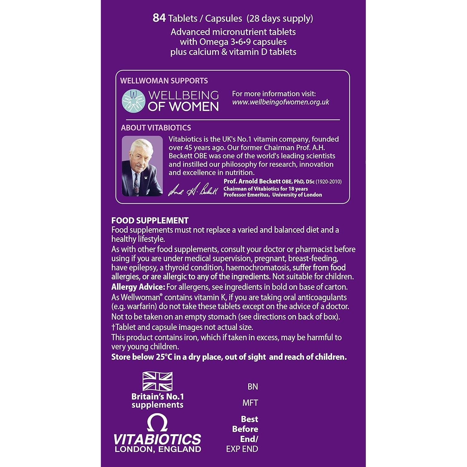 Wellwoman Max, Beauty Supplements, Maximum Support Formula for Women Wanting to Boost Energy, Immune System and Bone Health, 84-Multivitamin Tablets by Vitabiotics