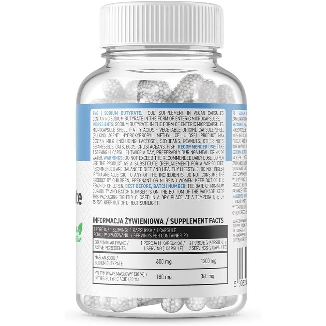Ostrovit Sodium Butyrate 90 Caps - Sodium - Vegan - HPMC - Gut & Microbiome