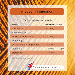 Healthspan Turmeric 10,000Mg with Bioperine Black Pepper Extract (2 Months’ Supply) | High Potency Turmeric Extract | Supports Immune, Bone & Cartilage Health | Bioperine Aids Absorption | Vegan