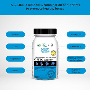 NHP Advanced Osteo Support - Multivitamin Supplement for Healthy Bones with Calcium, Magnesium, Vitamin D3, Zinc, and Digestive Enzymes,Vegan, All-Natural,No Fillers - 90 Vegan Capsules