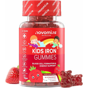 Kids Iron Gummies – Supplements for Energy & Immune System – 1 Month Supply - Alternative to Iron Tablets - Novomins