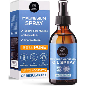 Magnesium Spray for Restless Legs, Muscle Cramps, Joints & Sleep – Topical Magnesium Oil for Feet & Body – Zechstein Source – 100% Natural & Ultra Pure – 200Ml Glass Bottle