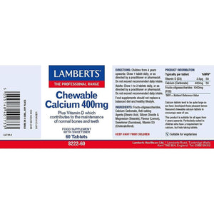 Lamberts Chewable Calcium 400Mg with Vitamin D 60 Tablets