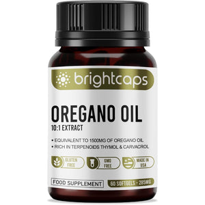 Wild Oregano Oil - Extract 10:1 Equivalent to 1500Mg - High in Carvacrol & Thymol - 60 Softgels