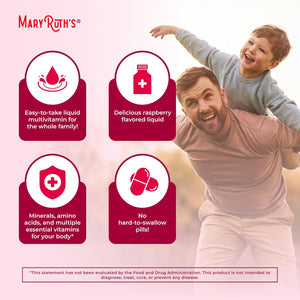 Maryruth Organics, Liquid Morning Multivitamin Essentials+, Essential Vitamins & Minerals, Sugar Free, Raspberry Flavour, 450Ml, Vegan, Gluten Free