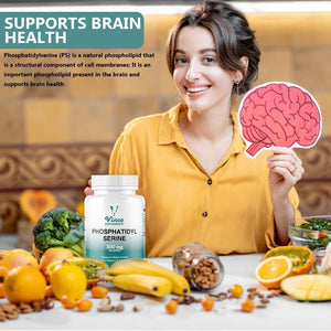Vinco Phosphatidylserine Supplement - 120 High Strength Phosphatidylserine Capsules - 300Mg per Serving - Non GMO & Gluten Free