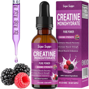 Creatine Monohydrate Drops 60Ml - Liquid Alternative to Creatine Monohydrate Powder, Ideal for Gym Performance, Bulk Creatine Formula, Supports Muscle Growth, Recovery, and Energy - Berry Flavour