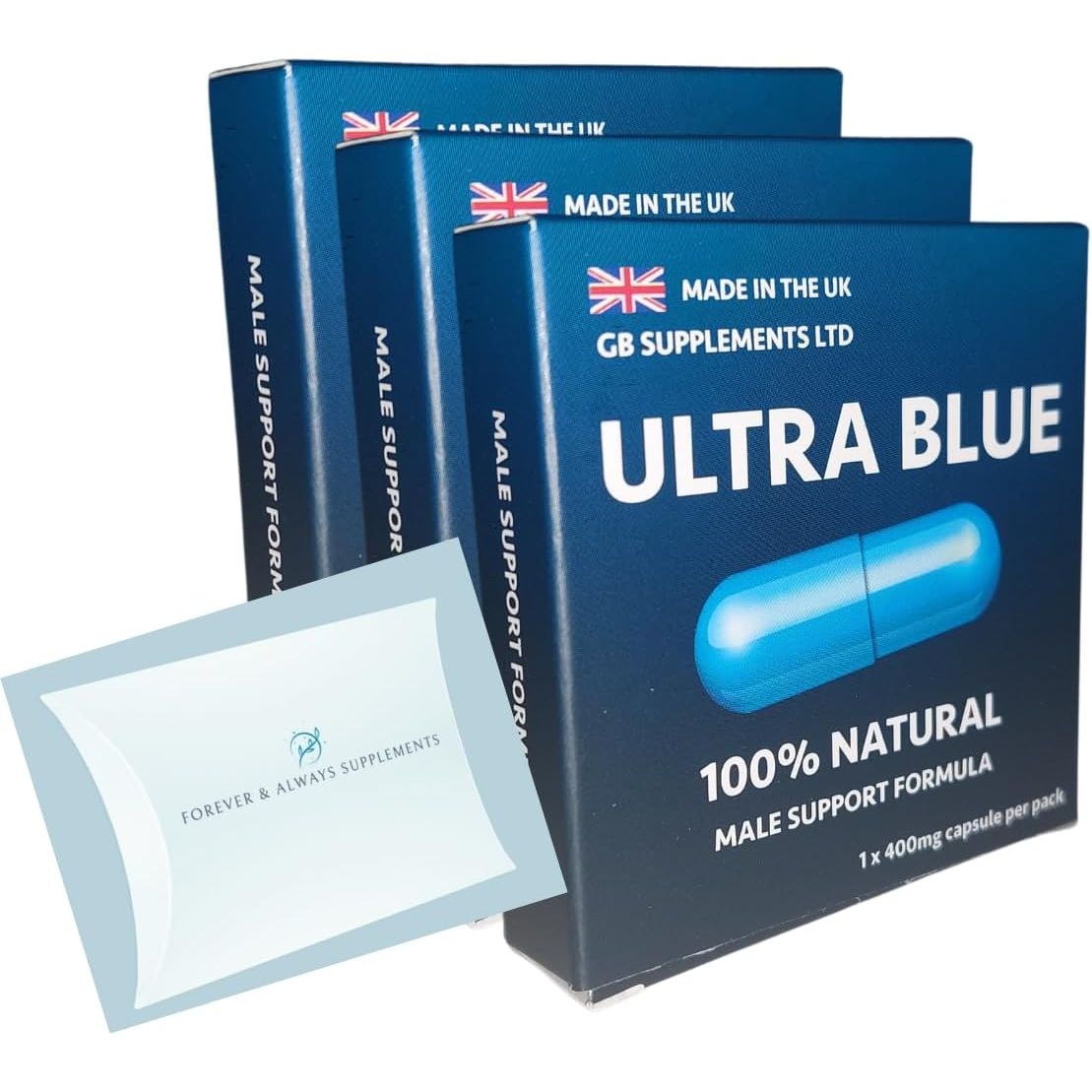3 X Ultra Blue 400Mg High Strength Tablets Bundle for Men (New Formula) - Libido, Sex Drive, Enhancement & Endurance Support - Maca, Ginseng & More