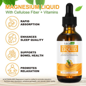 Magnesium Glycinate Liquid Drops - Liquid Magnesium Complex Supplement - Pineapple Flavour, High Absorption, Vegan & Non-Gmo, Support Muscle Relaxation, Bowel Health & Sleep, 60Ml