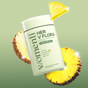 Prebiotics & Probiotics for Women - 26 Billion CFU Flora with Cranberry, Vitamin C & Pineapple | Bio Cultures for Women'S Intimate Flora & Gut Health | 60 Vegan Capsules | Her V Flora by Womenli