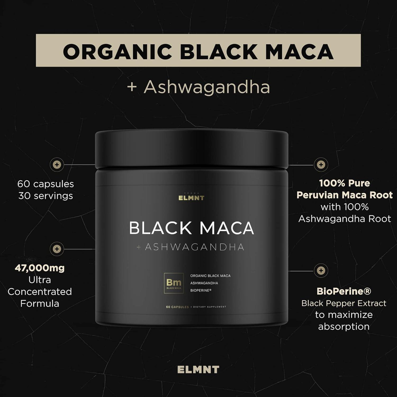 Organic Black Maca Root 40,000Mg  40X Strength Supplement for Men
