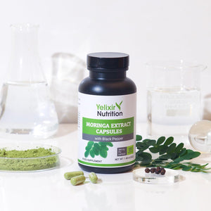 Yelixir Nutrition Moringa Capsules 5450Mg, High Strength Moringa Leaf Extract 120 Veg Capsules with Black Pepper, No Added Fillers like Brown Rice Flour